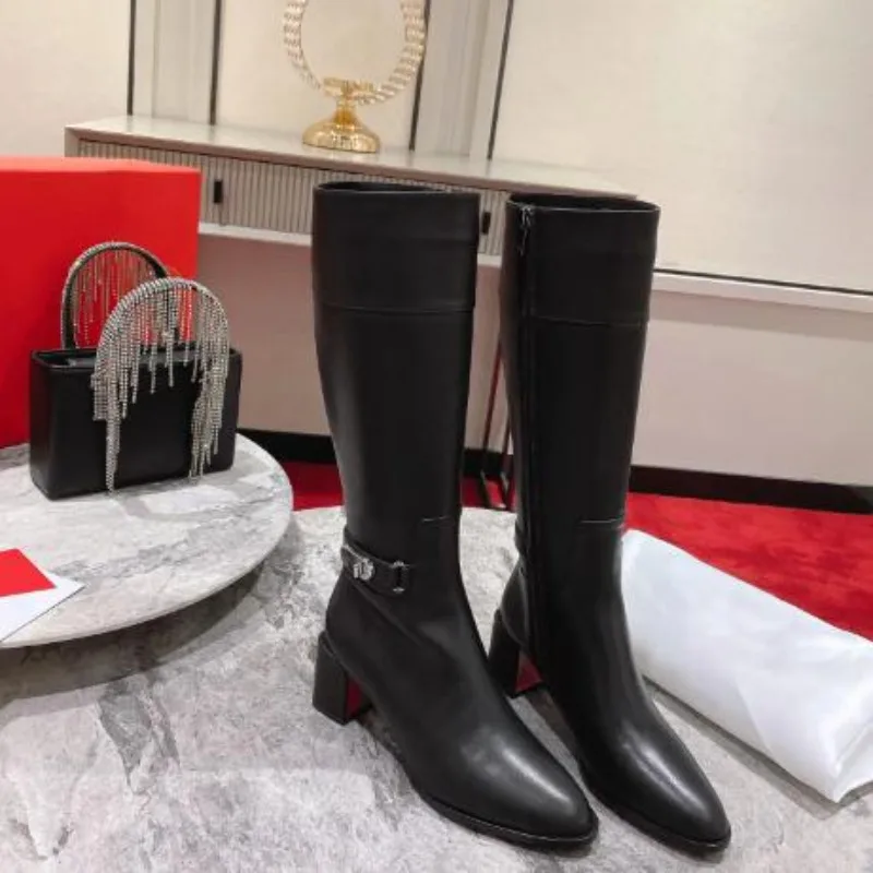 

SHOES RED BOTTOM Women's Long boots Made of calf leather, with sheepskin insoles Sizes 35-42 Heel height 6.5CM hand sewing 024
