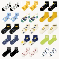 5 pairs womenmen cotton sock cartoon letters cute color patterns fashion starry sky astronaut ufo planet design style socks