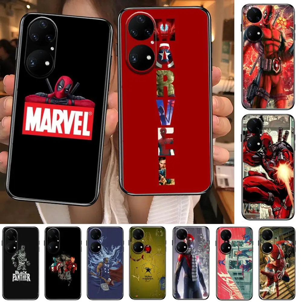 

Marvel Logo Comics Phone Case For Huawei p50 P40 p30 P20 10 9 8 Lite E Pro Plus Black Etui Coque Painting Hoesjes comic fas