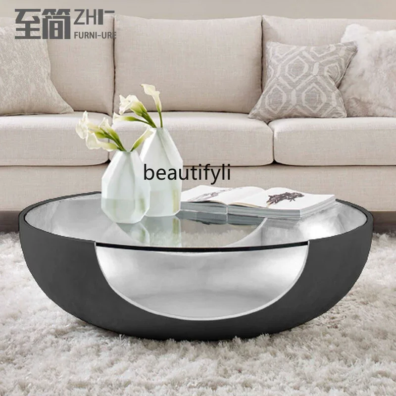 Современный модельер круглый изогнутый стеклянный журнальный столик в форме