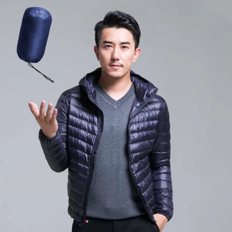 New Men winter keep warm 90% White eider-down jacket Brand clothing Male slim fit Hooded casual slim Down jacket Plus size 6XL