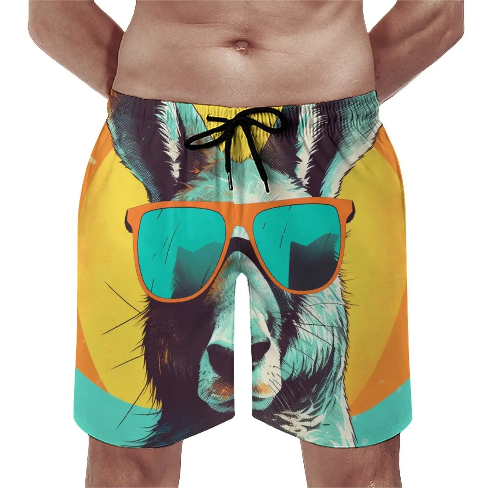 

Kangaroo Board Shorts Sunny Sunglasses Classic Beach Shorts Male Pattern Surfing Comfortable Swimming Trunks Gift Idea