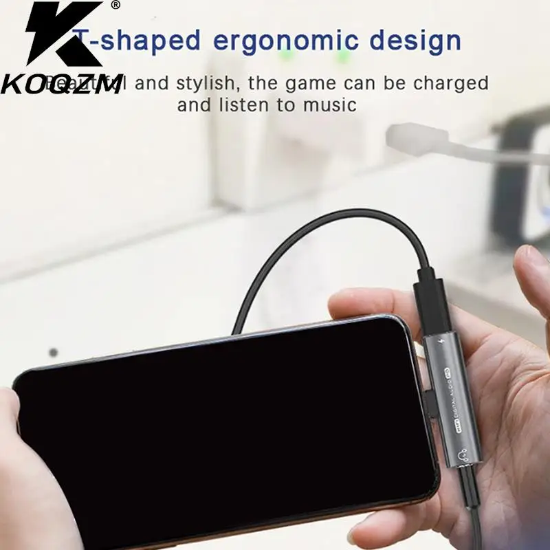 

2 In1 USB Type-C To USB C/3.5mm Earphone Adapter Headphone Audio Aux Converter Digital Decoder PD 27W Fast Charge