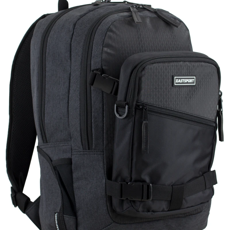 Eastsport Unisex Travel Backpack with Removable Shoulder Bag, Black