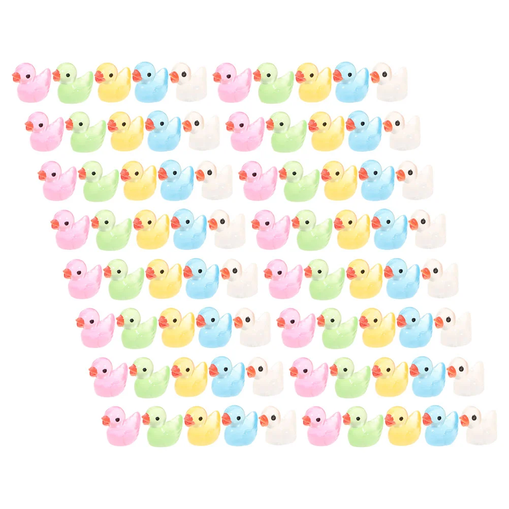 

100 Pcs Fairy Figurines Mini Duck Ornament Little Garden Miniature Resin Statue Decors Car