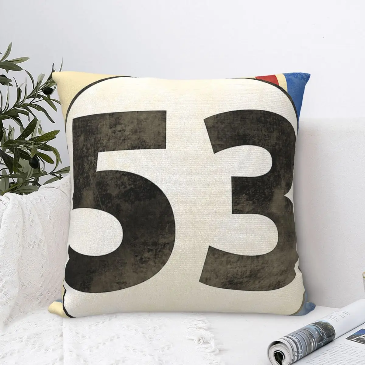 Квадратная наволочка Herbie Number 53 из полиэстера декоративная удобная подушка на