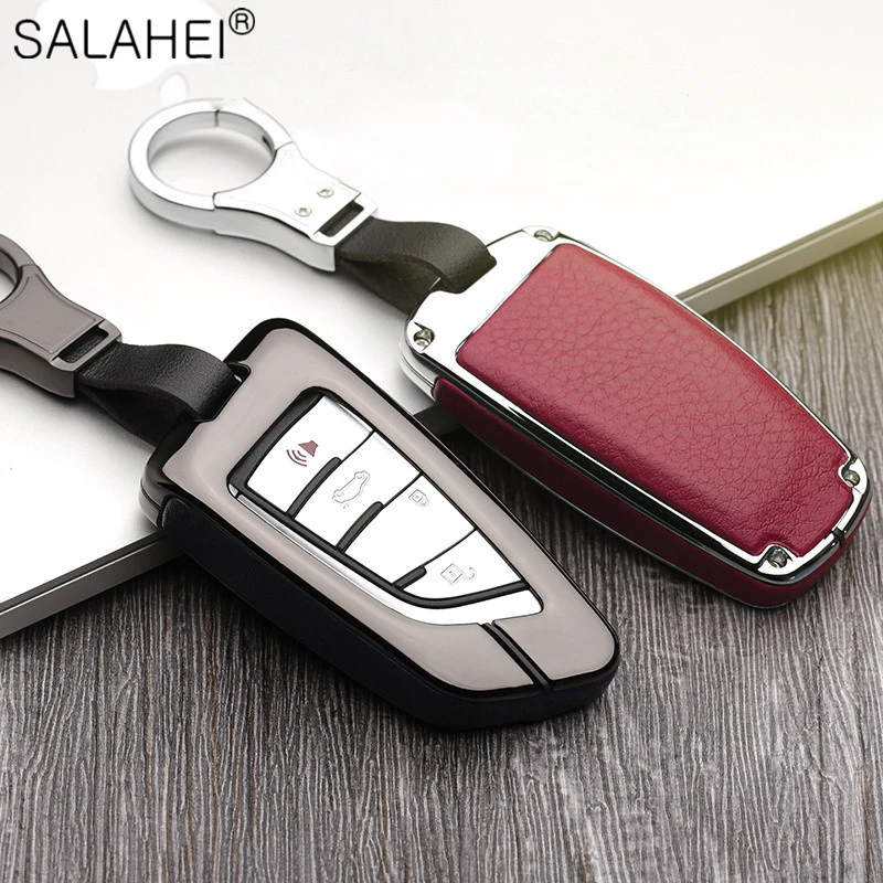 

Galvanzed Alloy Leather Car Key Case Cover Shell Fob For BMW X3 X5 X6 F30 F34 E60 E90 F10 E34 E36 F20 G30 F15 F16 1 3 5 7 Series