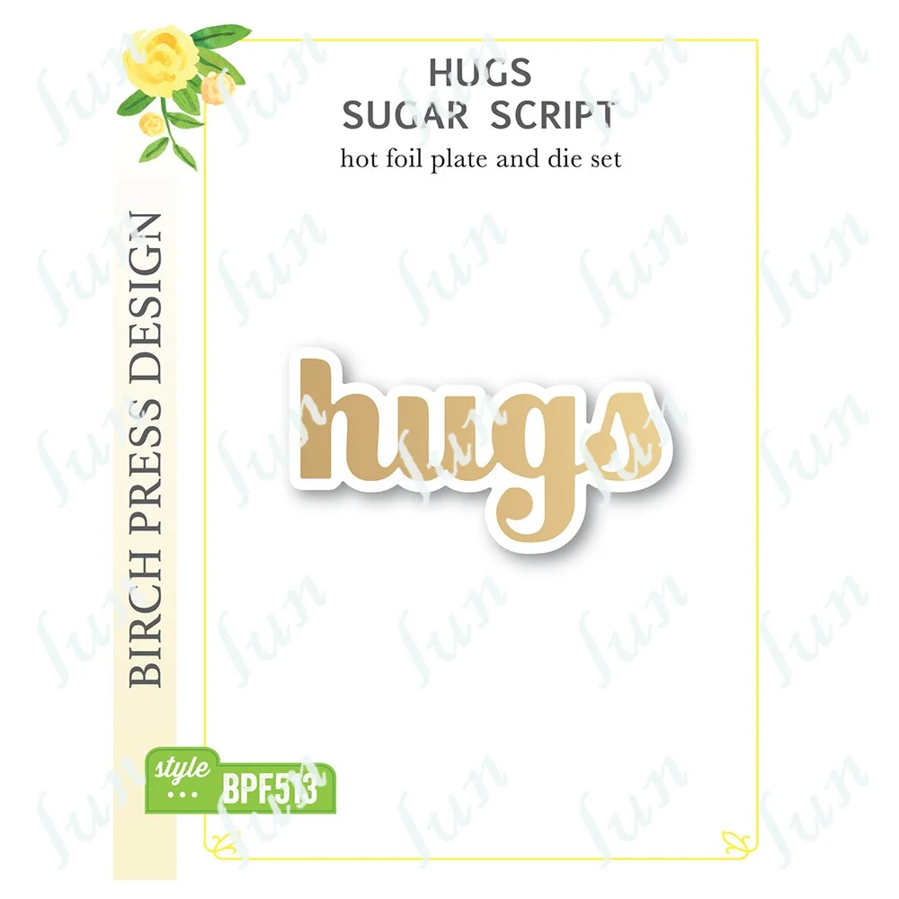 

2022 New Hugs Sugar Script Metal Cutting Hot Foil Plate Dies for Diy Scrapbooking Album Paper Cards Coloring Embossed Template