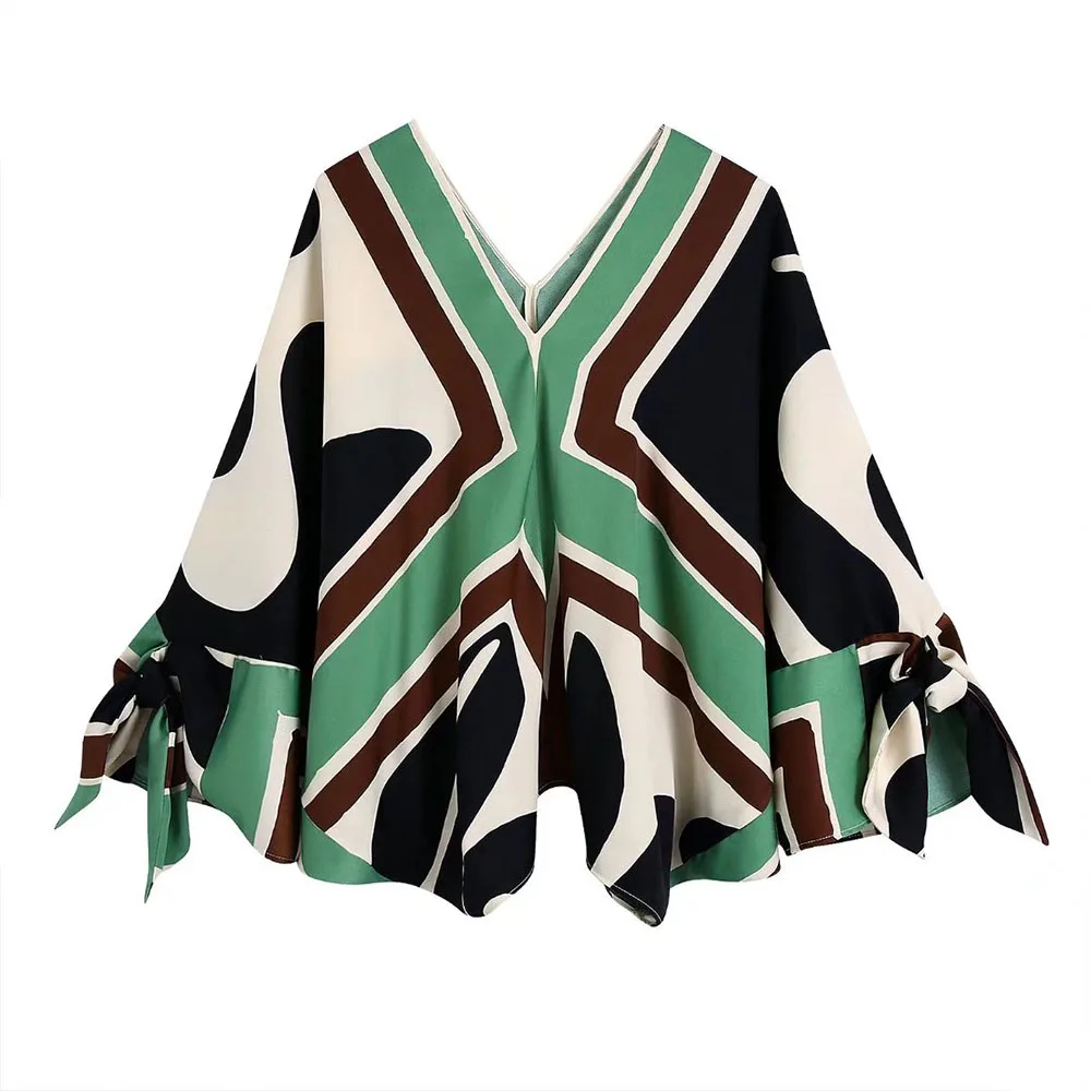 

Женская универсальная рубашка с бантом и V-образным вырезом, весна 2022