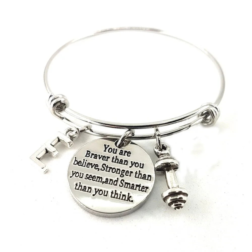 

10 шт., вы Braver чем вы считаете... браслет, гантели и начальные часы. Мотивационный фитнес-браслет, Женский фитнес-браслет для бодибилдинга Fitmom