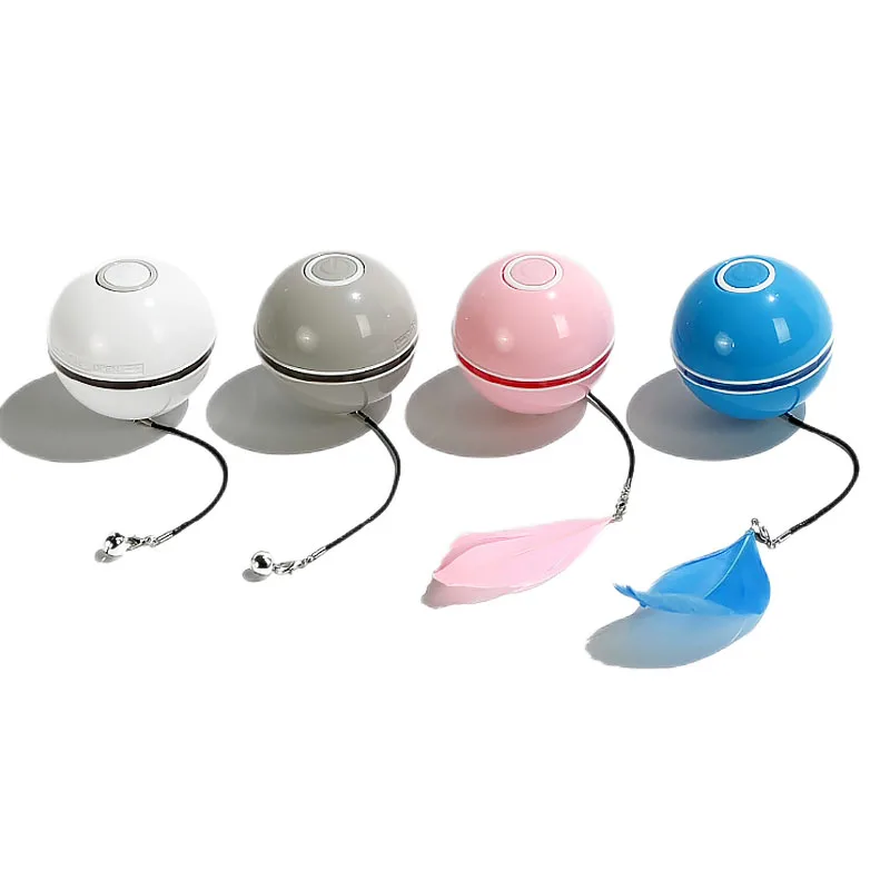 

Smart Interactive Cat Toy USB Automatic Self Rotating Rolling Ball With LED Light Feather Bells For Indoor Puppy Kitten Exercise
