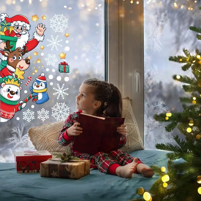 Зимние оконные наклейки Рождественский мультяшный Снеговик Наклейки домашний