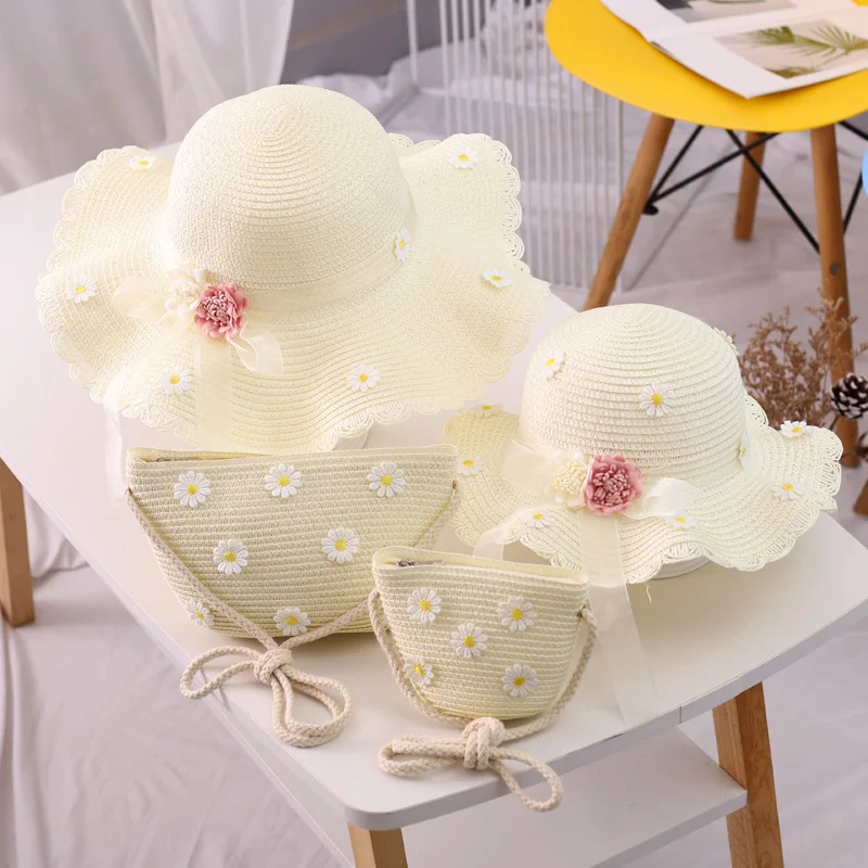 

daughter and Mother Woven Summer Straw Hat + Bag parent-child