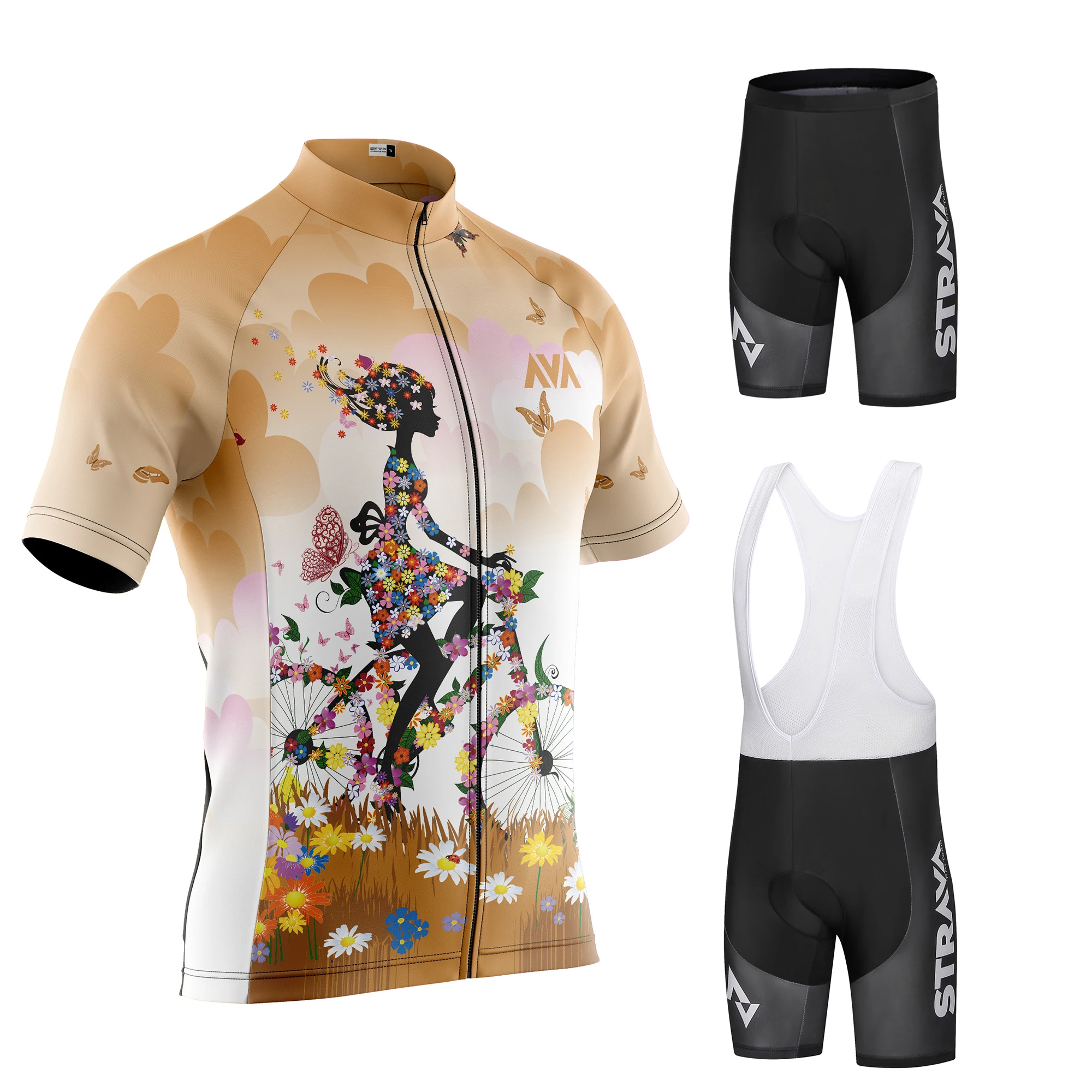 

Трикотажный Мужской комплект для велоспорта STRAVA Pro, комплект с шортами и нагрудником, летняя велосипедная футболка, гоночная форма