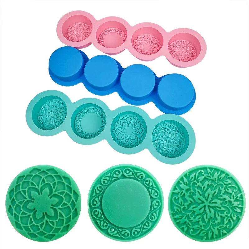 

Soap Silicone Molds for Soap Making Round Carved Flower Soap Mould Epoxy Resin Casting Mold Homemade Craft