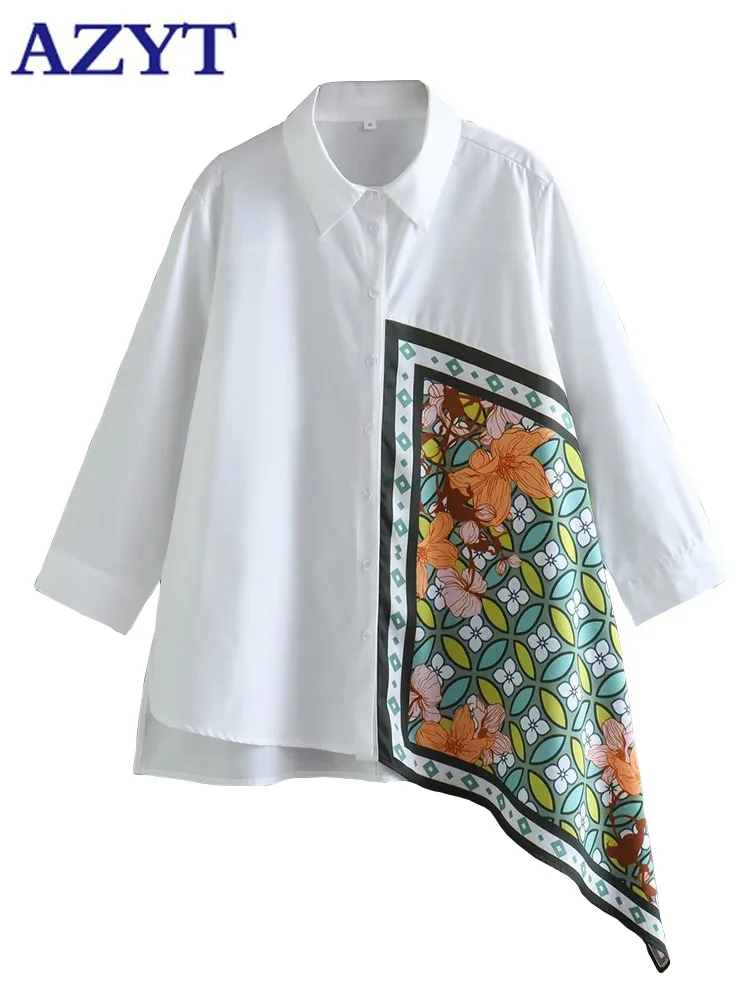 Женская блузка с длинным рукавом, в стиле пэчворк