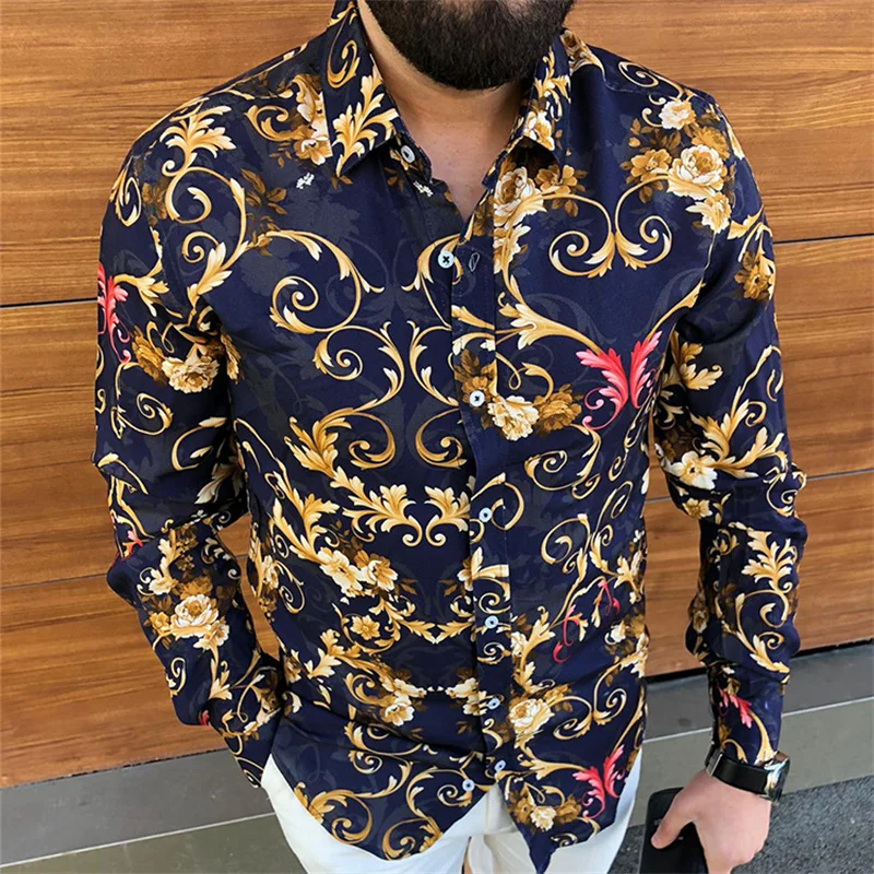 

Гавайская рубашка для мужчин, праздничная Повседневная с длинным рукавом, уличная одежда, лето