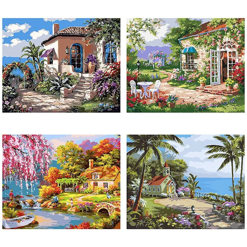 

4 шт., набор для рисования маслом на холсте, 30 х40 см