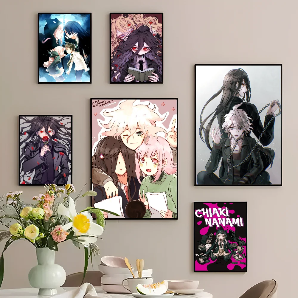 Danganronpa Kamukura Izuru X Nanami ChiaKi Anime Classic Movie Posters Vintage Room Bar Cafe Decor Stickers Wall Painting