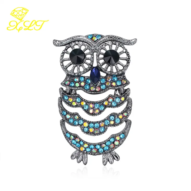 

Animal Brooch Owl Alloy Blue Color Rhinestone Brooch Personality Corsage Clothing Accessories Pins