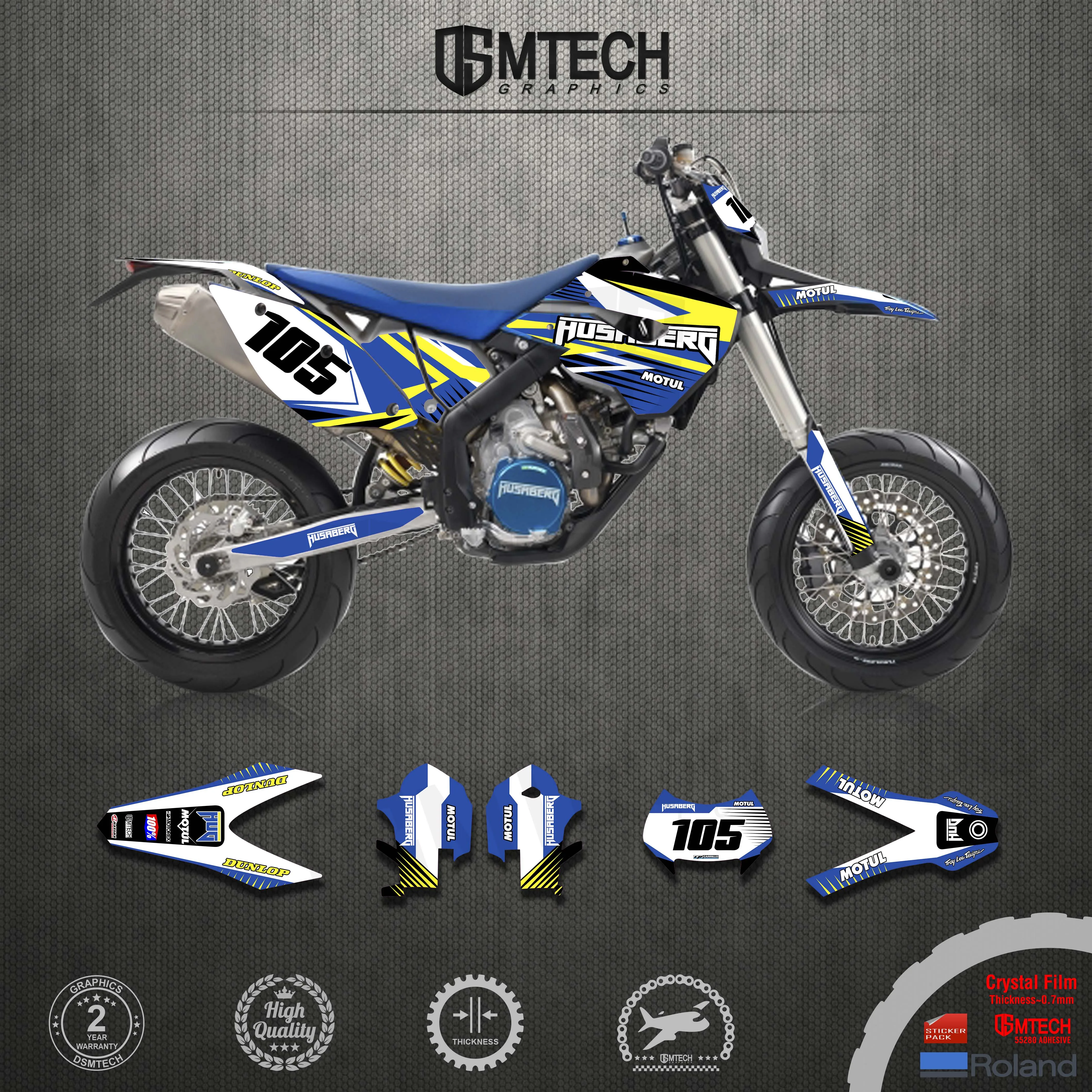 DSMTECH Custom Team Graphics Backgrounds Stickers Kit For HUSABERG 2009-2012 FE390 450 570-TE250 300-FX450-FS570