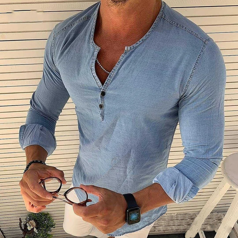 

Men's V Neck Short Sleeve T Shirt Men Fitness Slim Fit Solid Colar T-shirt Fashion Tees Tops Summer Knitted Male Clothing