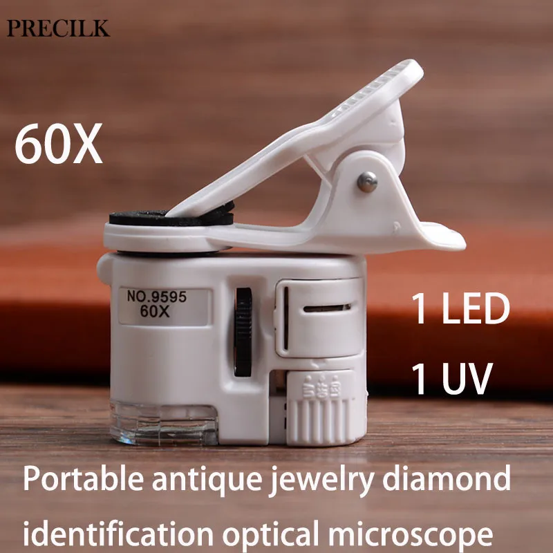

1 LED 1UV light Textile Printing 60X Handheld Microscope Jewelry Magnifying Glass Jeweler Eye Loupe Repair Magnifier Microscopio