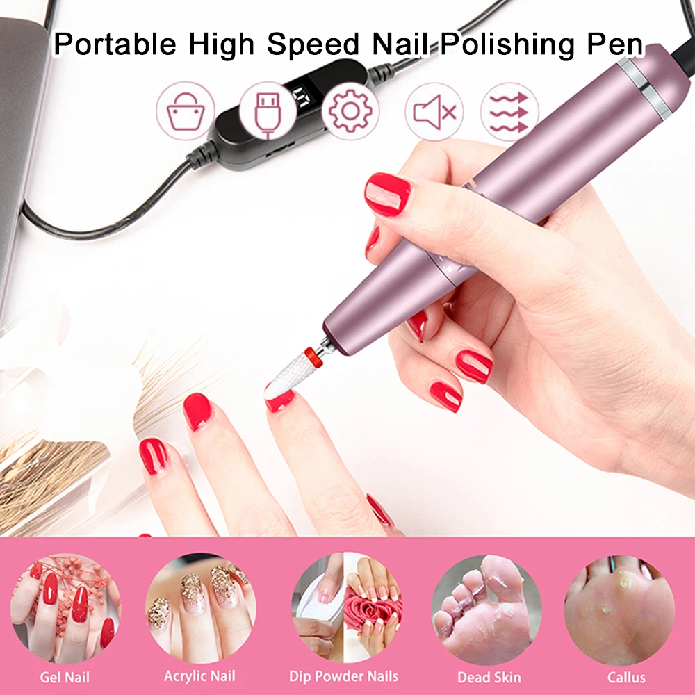 35000RPM Electric Manicure Machine USB Nail Drill Kit For Acrylic Gel Polish Professional Nail Drill Pen Salon Nail Equipment