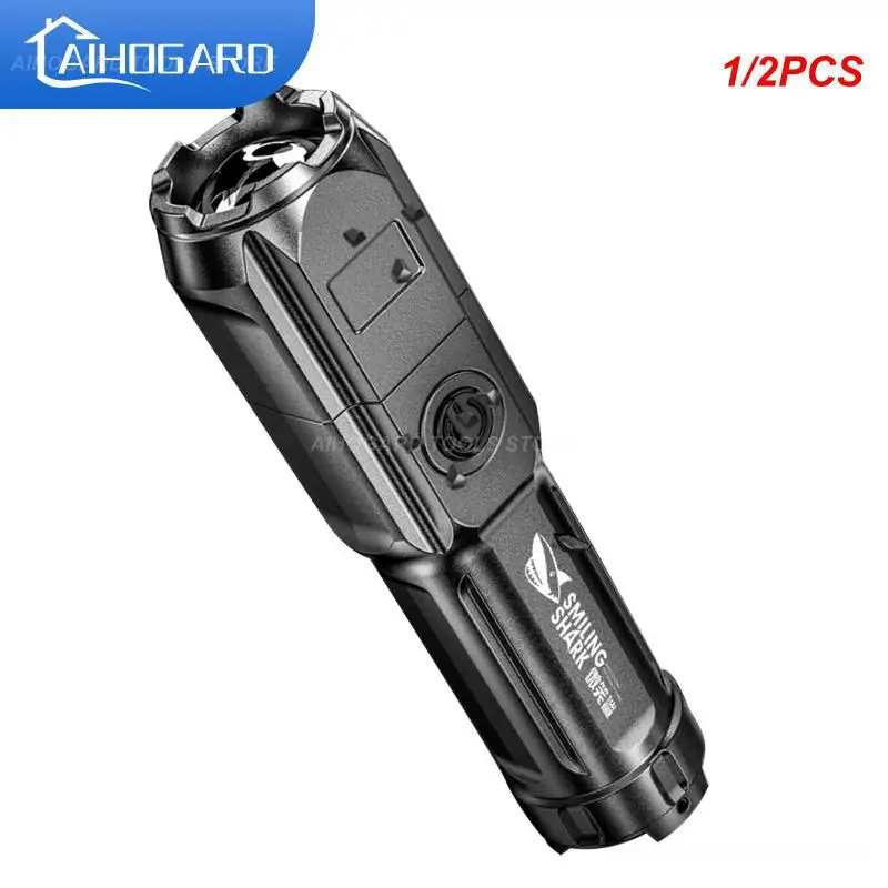 

1/2PCS Flashlight Strong Light Multi-function LED Glare Flashlight Zoom Torch USB Charging Portable Lamp For Outdoor