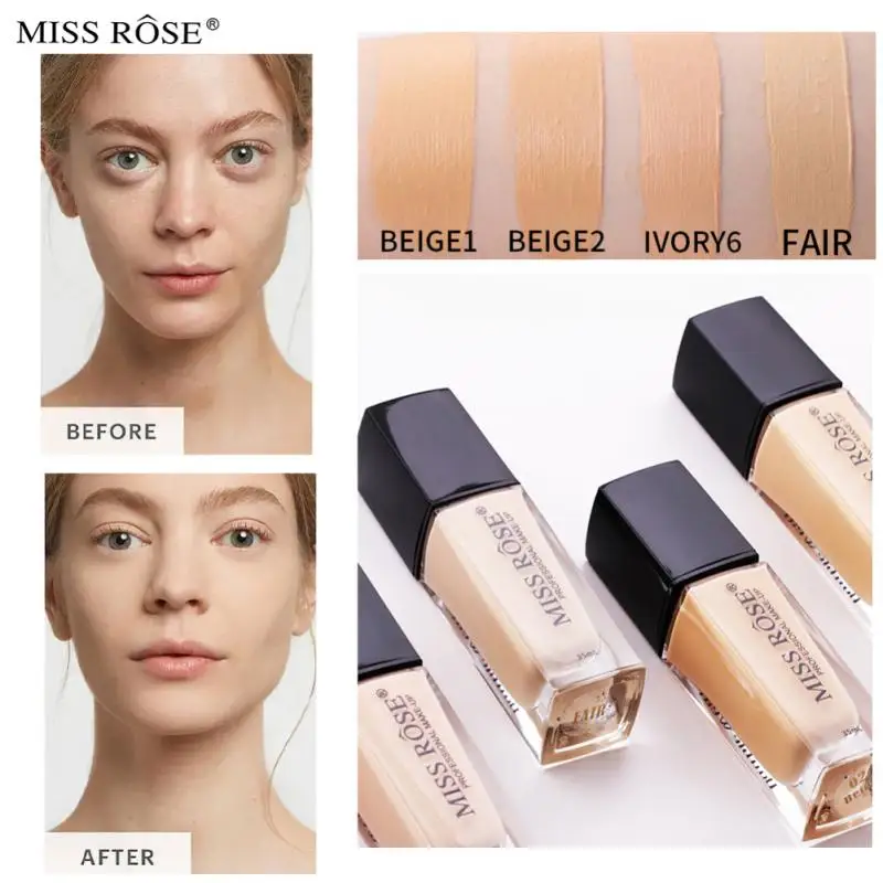 

MISS ROSE Matte Liquid Foundation Cream Smooth Oil-Control Face Foundation Full Coverage Concealer Waterproof Contour Makeup New