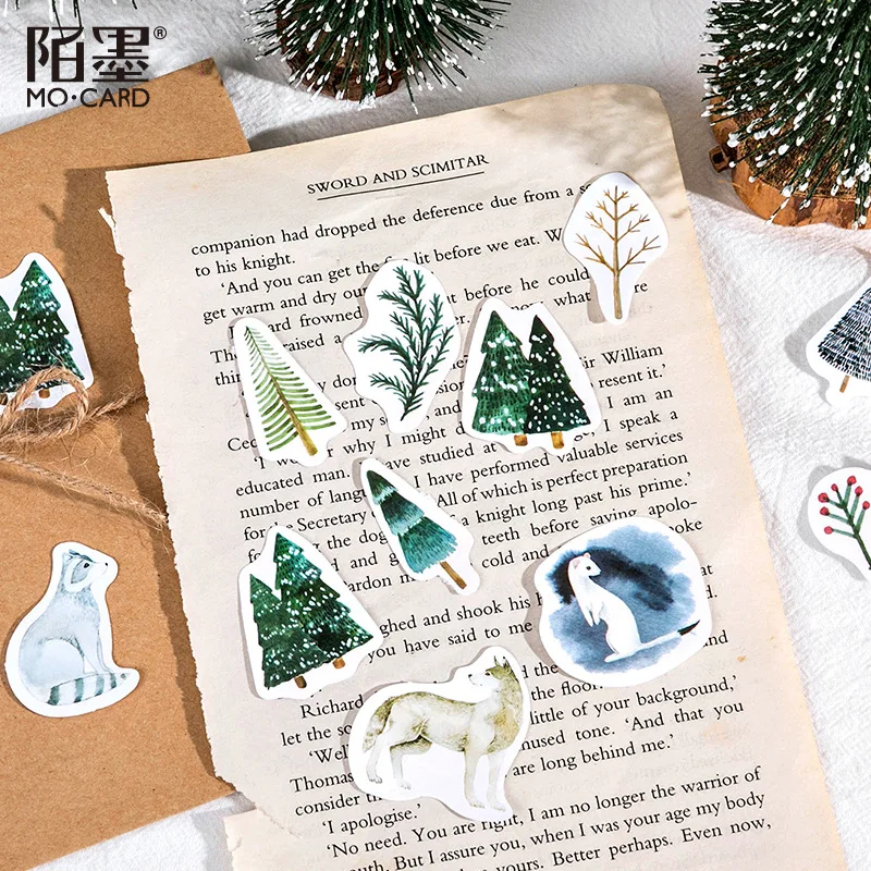 

56 packs wholesale Box Package stickers Collage creative literary Small fresh style forest diy handbook material sticker pack