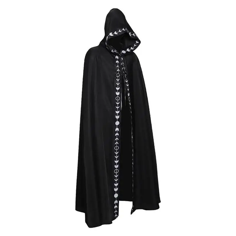 

Бархатная накидка с капюшоном для взрослых на Хэллоуин, средневековый костюм ведьмы, костюм вампира на Хэллоуин, платье, пальто, свободный костюм на Хэллоуин с капюшоном