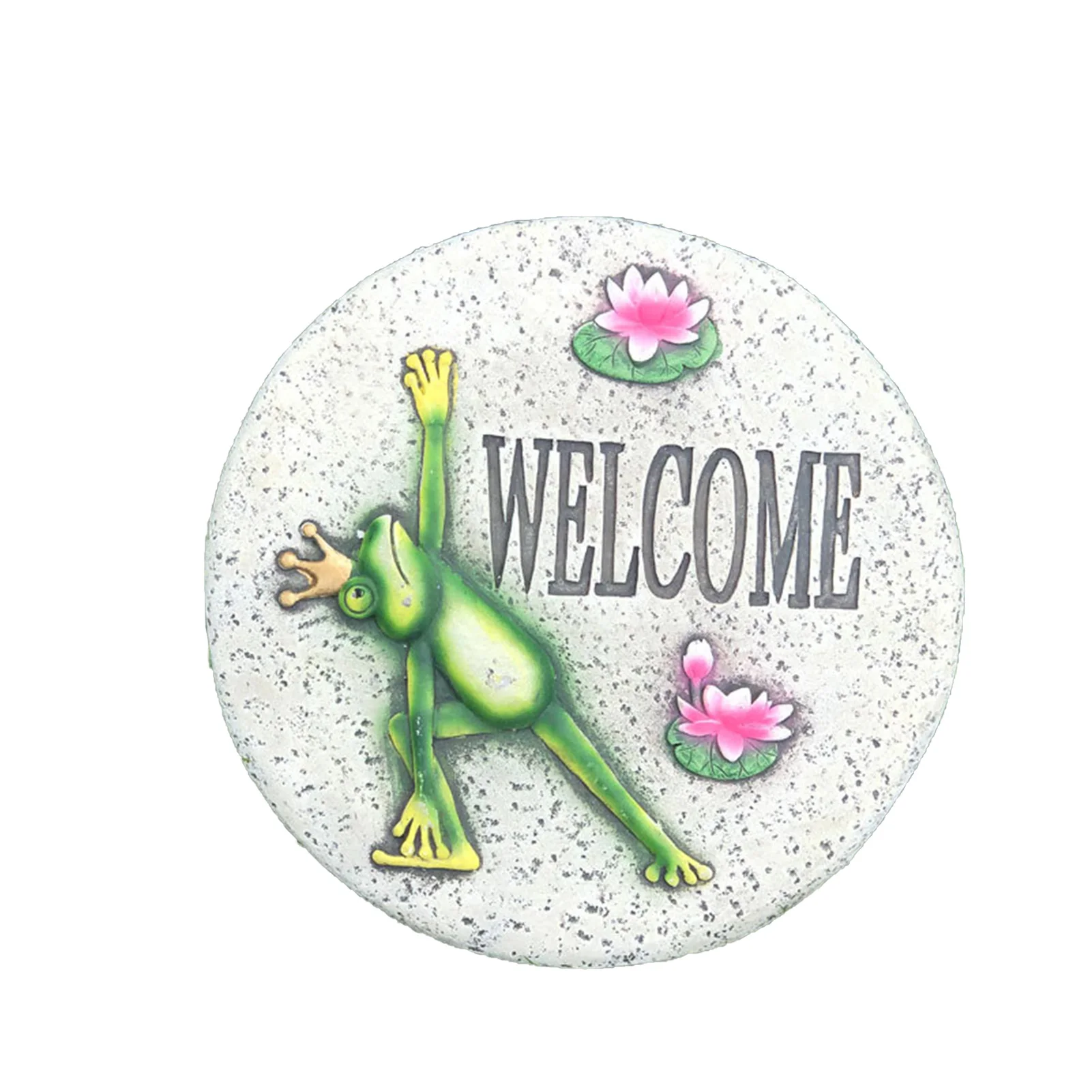 

Outdoor Durable Lotus Frog Welcome Printed Home Gift Stepping Stone Waterproof Round Garden Decor DIY Easy Clean Pathway Lawn