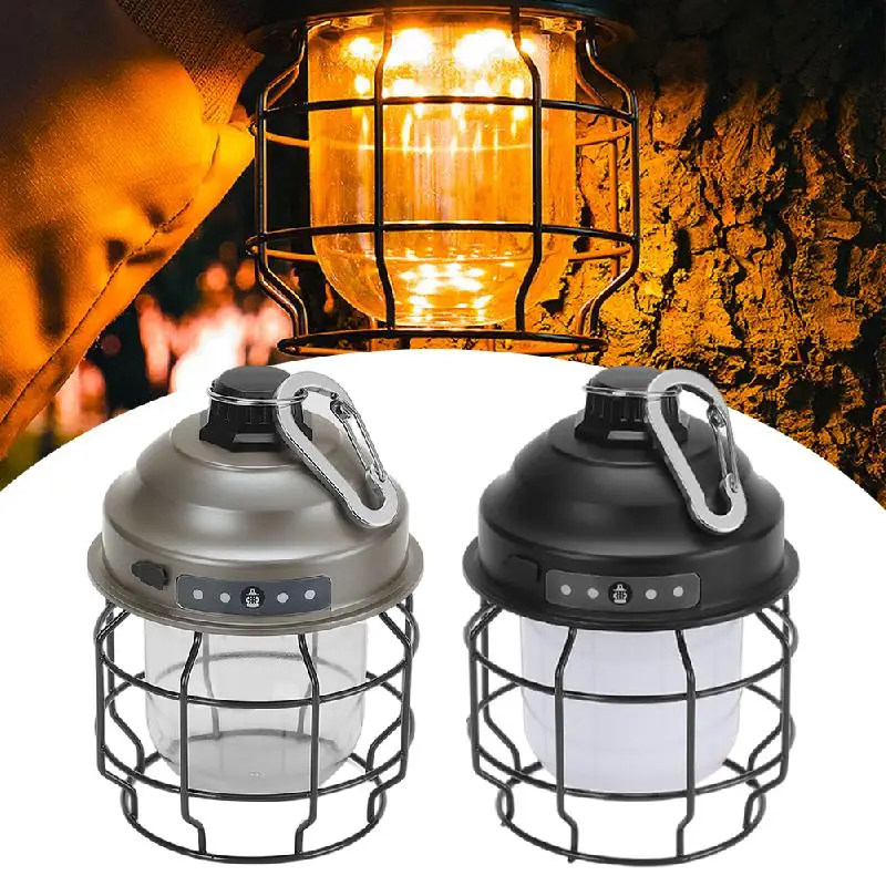

Retro Camping Light USB Rechargeable LED Hanging Lantern 3 Modes Dimming Outdoor Lamp Waterproof for Fishing Backpacking Hotsale