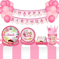 lollipop cream candy birthday party decorations for girl kids candyland lollipop party supplies happy birthday banner balloon