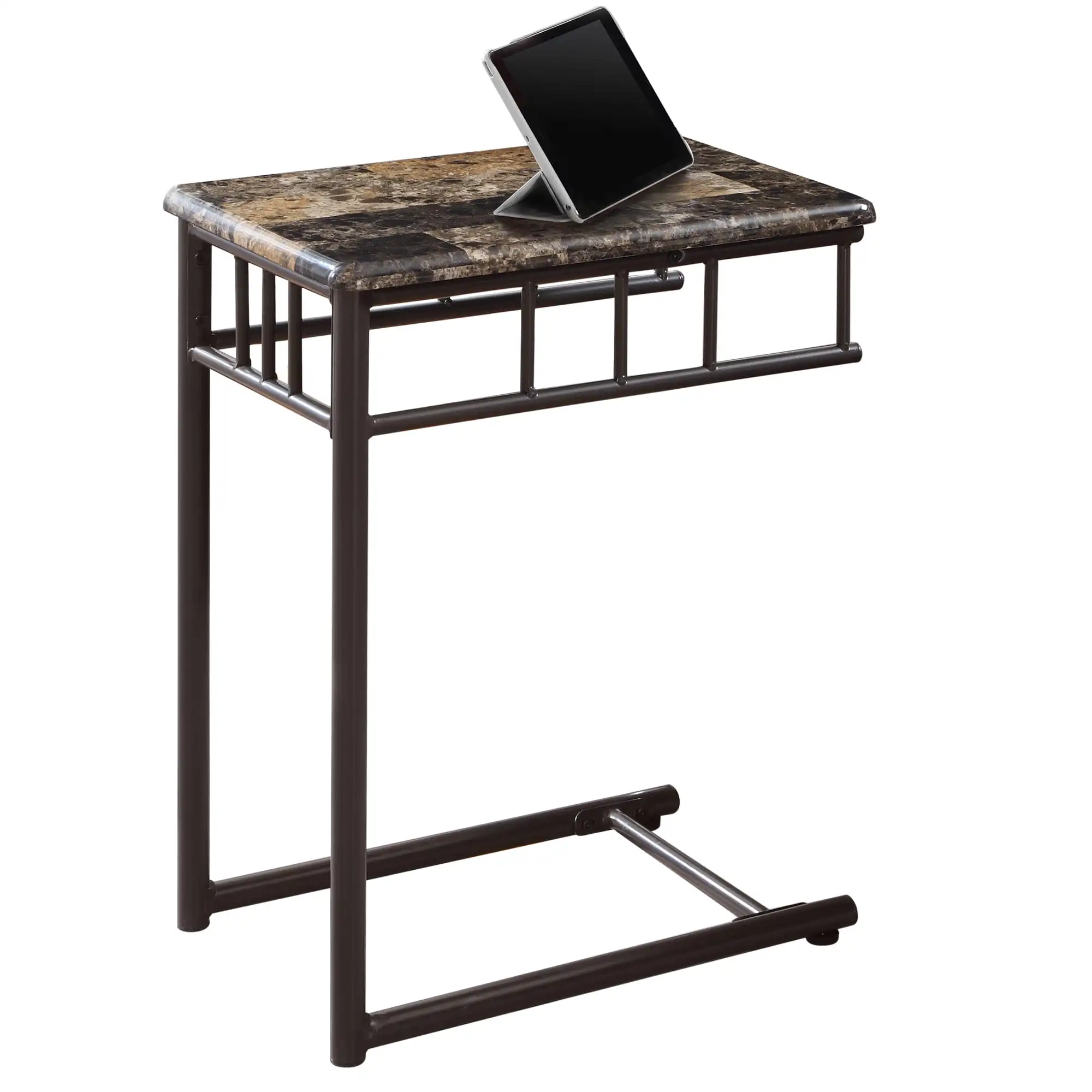 

free shipping Accent Table Cappuccino Marble / Bronze Metal