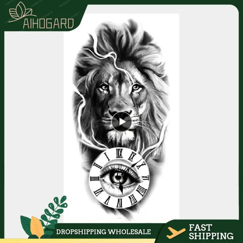 

Водостойкая Временная тату-наклейка, 1 шт., лес, Лев, тигр, медведь, флэш-тату, Женская корона, леопард, волк, боди-арт, искусственная татуировка на руку