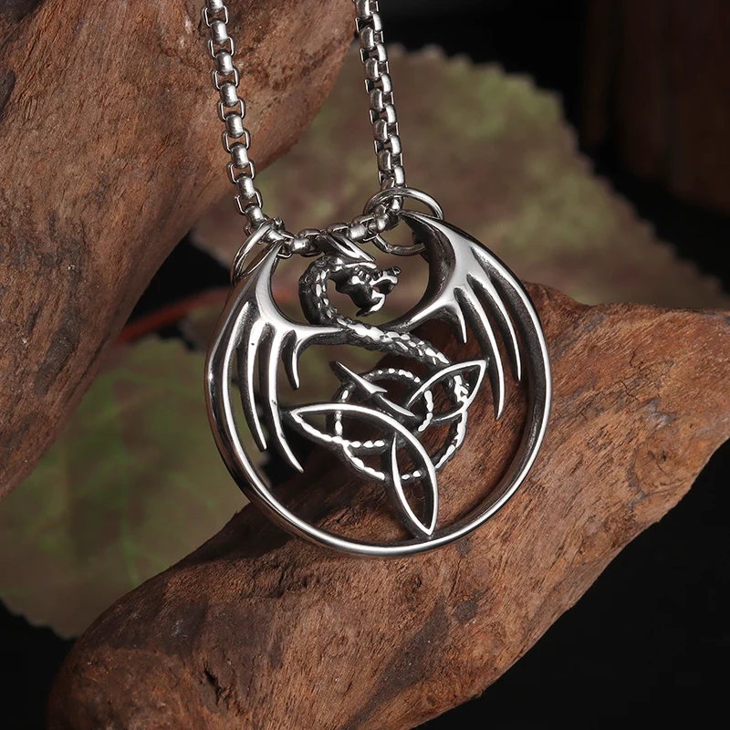 Винтажное ожерелье с подвеской в виде крыльев дракона триита для мужчин и женщин