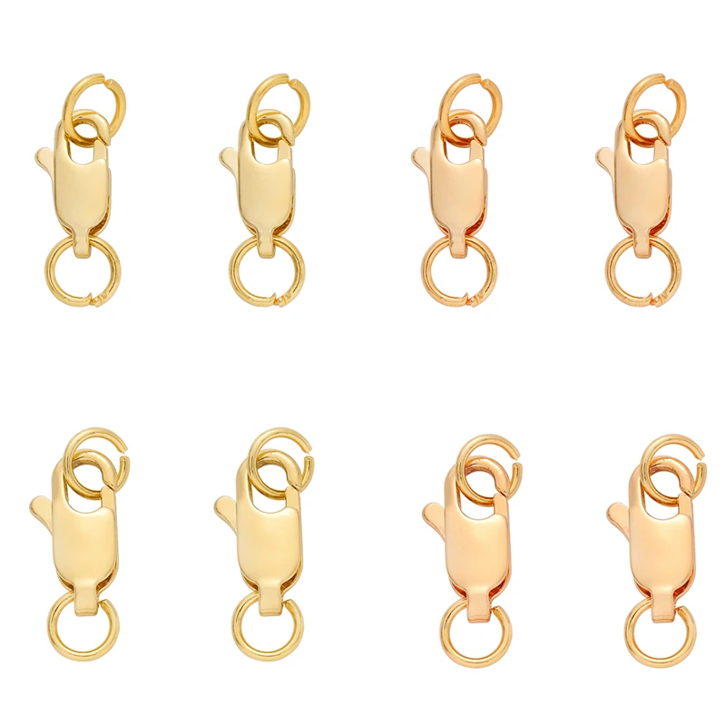 

1/2 Set Copper 14K/18K Gold Plated Lobster Clasp With Open Jump Rings For Bracelet Necklace Chains Connectors DIY Jewelry Making