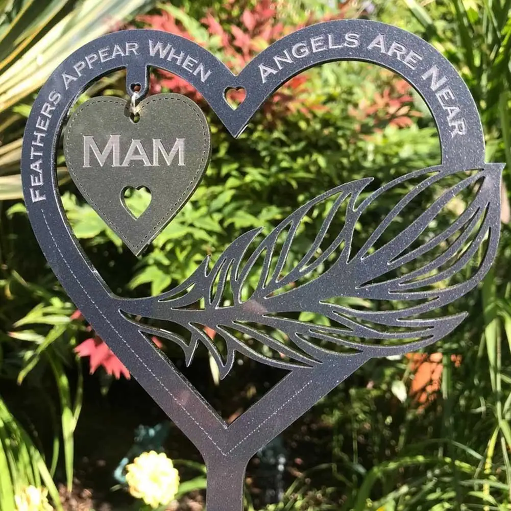

Мой Ангел перо в форме сердца металлическое украшение для сада двора наружные домашние знаки декорации памятные поделки M9X4