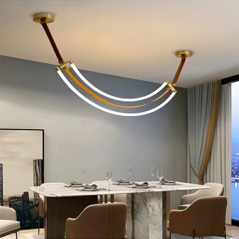 

Modern Designer Pendand Lamp for Home Decorations Belt Suspension Luxury Ceiling Chandelier Restaurant Art Decor Hanging Lights