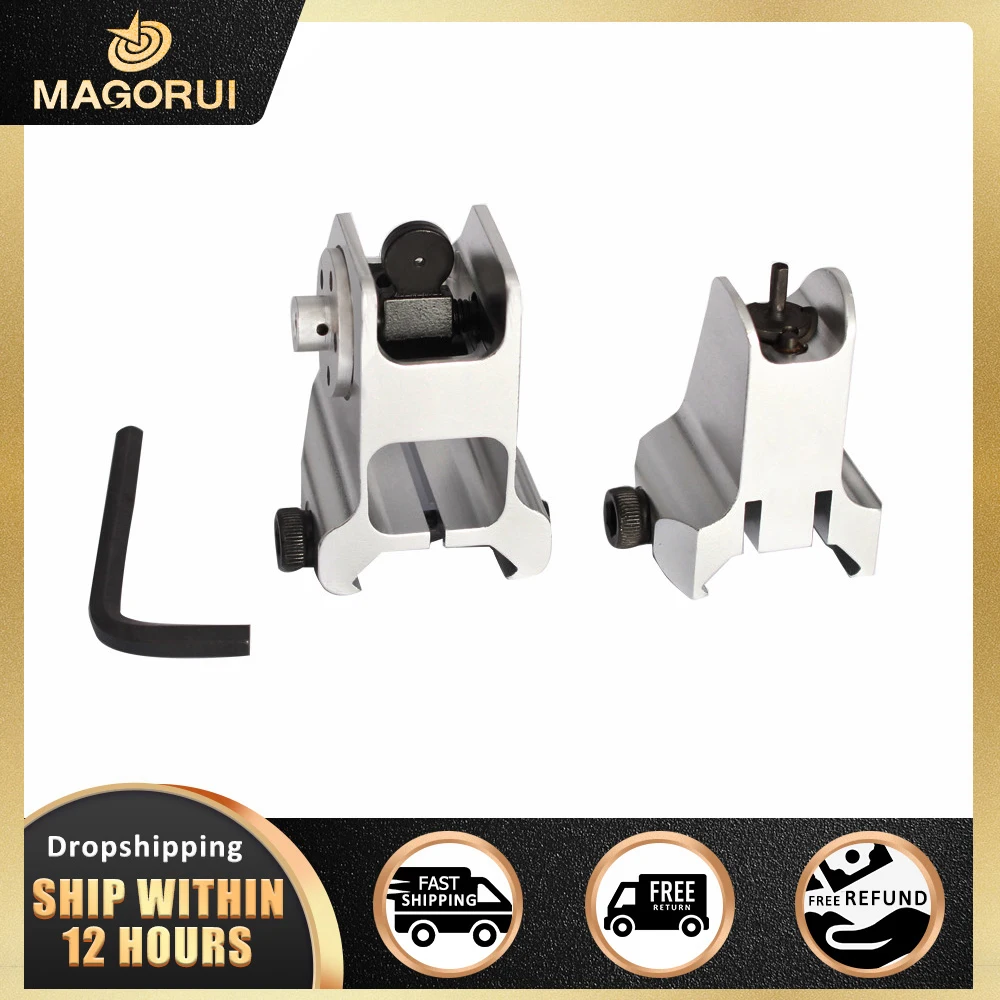 

MAGORUI Tactical Fixed Front and rear Iron Sight Combination for Hunting Airsoft AR15 M4/M16 Riflescope Sight Optical Accessorie