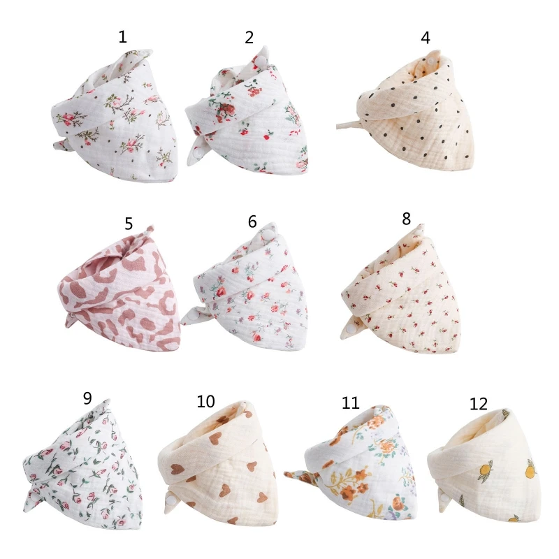 

Triangle Baby Bib Cotton Cartoon Flower Saliva Towel Feeding Apron Supplies