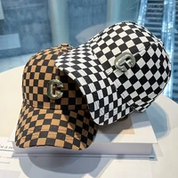 baseball cap women hats fashion designer letter metal embroidery 2022 checkerboard plaid kpop snapback hats for women outdoor