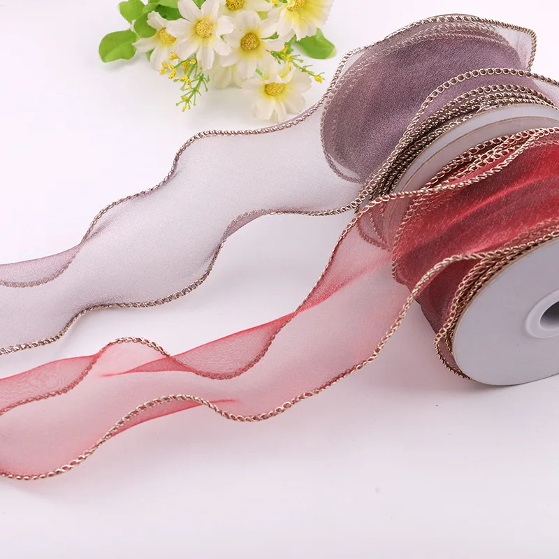 6/10/15 ярдов золотой край рыбий хвост лента бант аксессуары День Святого Валентина