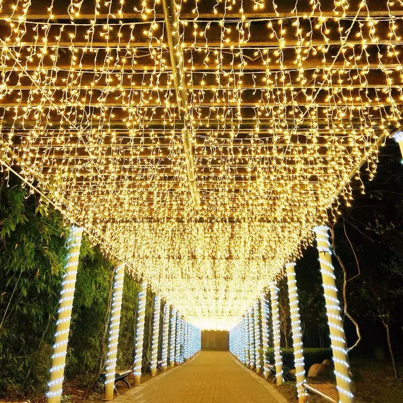 

Christmas Lights Waterfall Outdoor Decoration 5M Droop 0.4-0.6m Led Lights Curtain String Lights Party garden Eaves Decoration