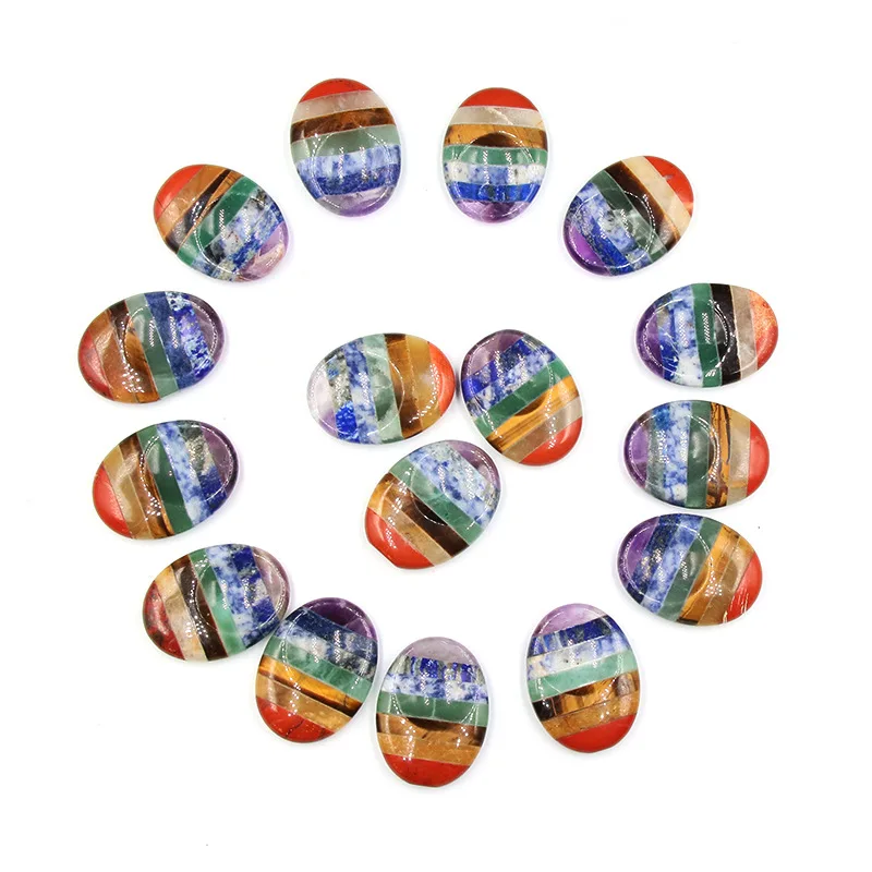 

Drop shipping 1pc 7 Chakra Thumb Stones Spa Massage Anxiety Stress Relief Stone Stone Therapy Natural Stones and crystals