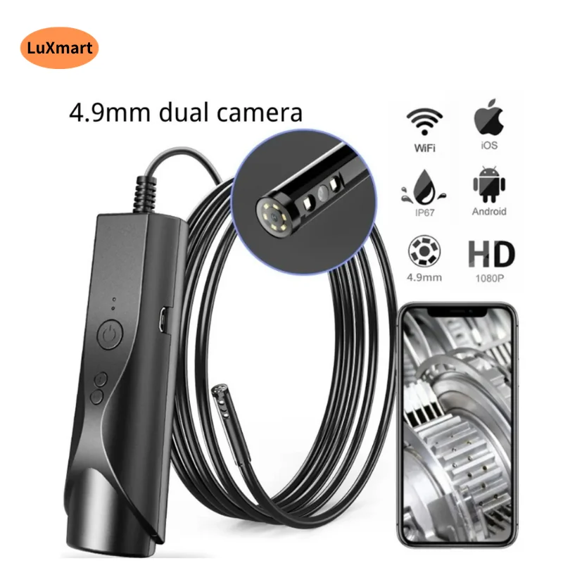 

3.9mm/5.5mm/4.9mm/8mm WIFI Dual Lens Endoscope Camera Flexible Borescope for Pipeline Car Inspection Support IOS Android Phone