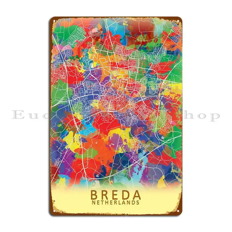 

Карта города брызги Breda, металлический плакат на стену, пещера, клуб, гостиная, клуб, жестяной плакат