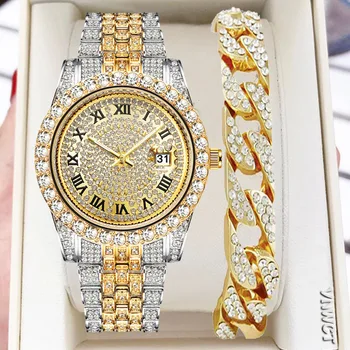 Diamond Women's Watches Gold Wrist Watch Luxury Rhinestone Bracelet